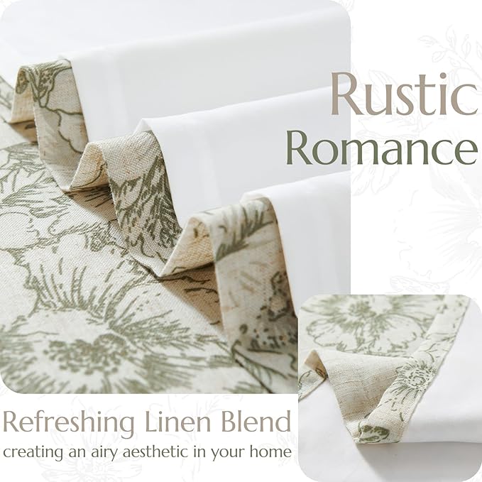 jinchan Linen Blend Floral Curtains - Image 3