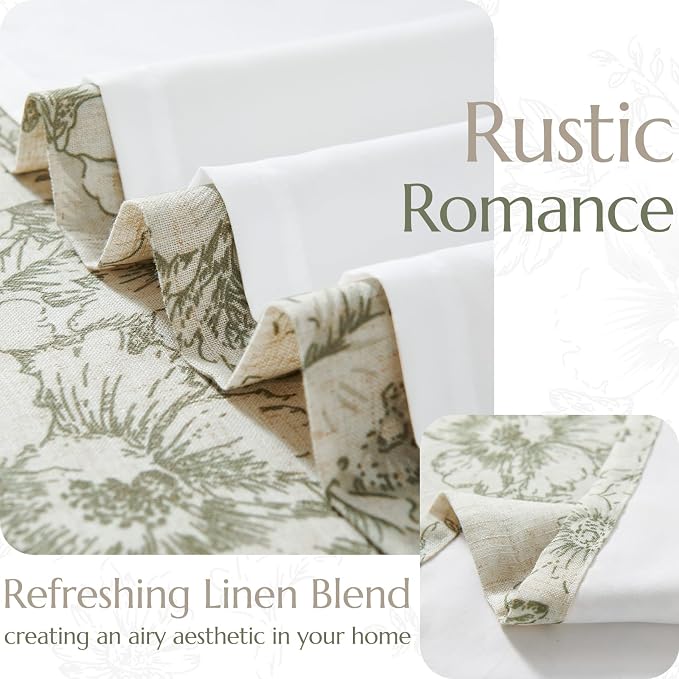 jinchan Linen Blend Floral Curtains - Image 3