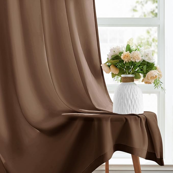 HOMEIDEAS Non-See-Through Brown Privacy Sheer Curtains, 52 X 54 Inches Long 2 - Image 5