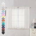 OVZME Sheer Curtains Ivory 45 inches Long Kitchen Curtains, Rod Pocket Clean by OVZME