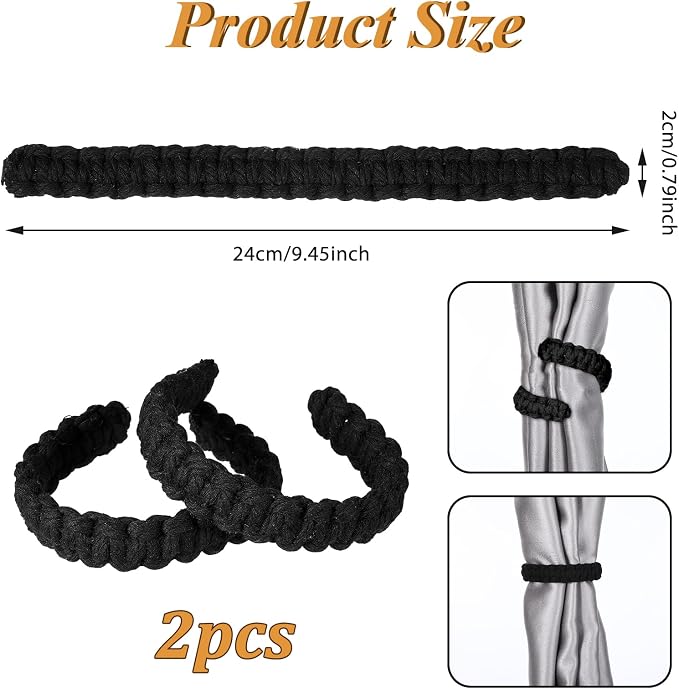 Ptwola 2 Pack Braided Curtain Tiebacks Boho Elegant Rustic Curtain Holdbacks - Image 2