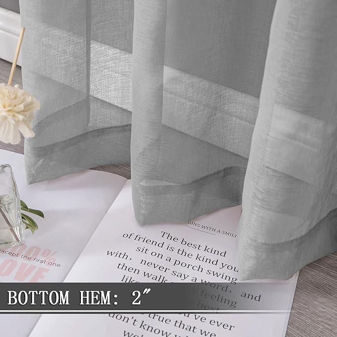 Tollpiz Sheer Tier Curtains Kitchen Linen Textured Half Curtain Sheers Light - Image 4