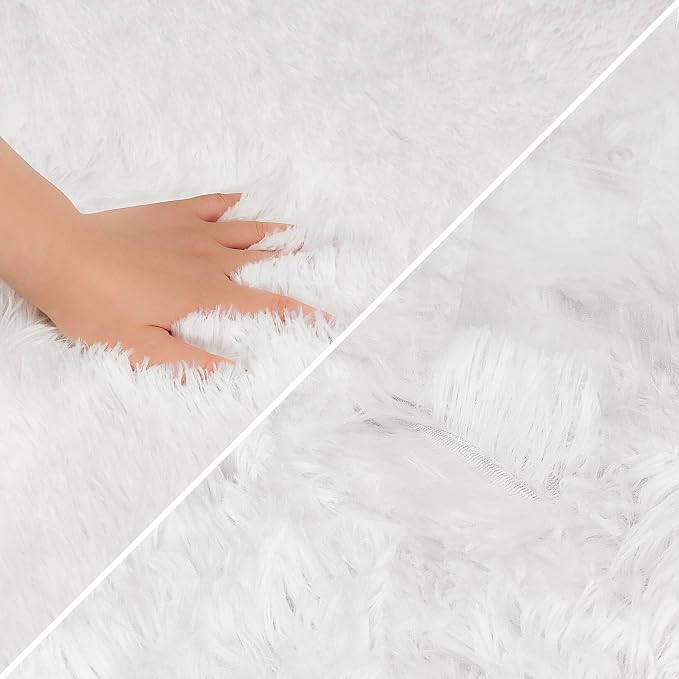 White Rug for Bedroom 4x6ft Fluffy Area Rug Mat Bedside Throw Rug for Living - Image 6
