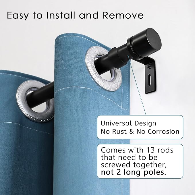 Byondeth Curtain Rods for Windows 16 to 200 Inches Adjustable Length 1 Inch - Image 2