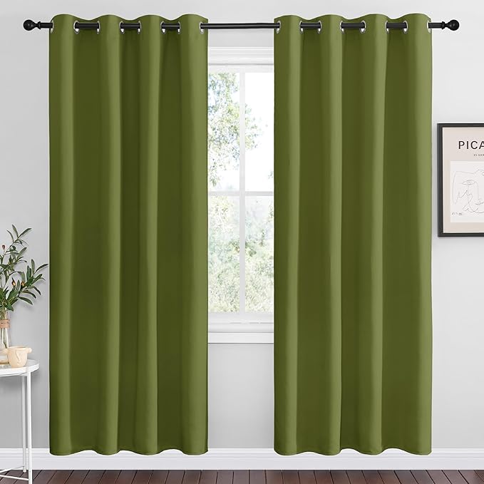 NICETOWN Olive Green Blackout Curtains 78 inches Length by NICETOWN
