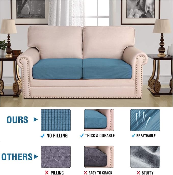 H.VERSAILTEX Super Stretch Individual Seat Cushion Covers Sofa Covers Couch - Image 2