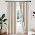 Joydeco 100% Blackout Pleated Curtains, Linen Window Curtains 2 Panel Sets 108 by JOYDECO