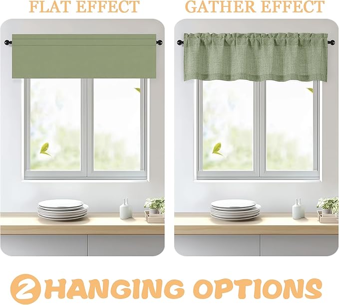 OWENIE Sage Green Valances for Windows 1 Pcs 24 Inch Length, Light Filtering - Image 5