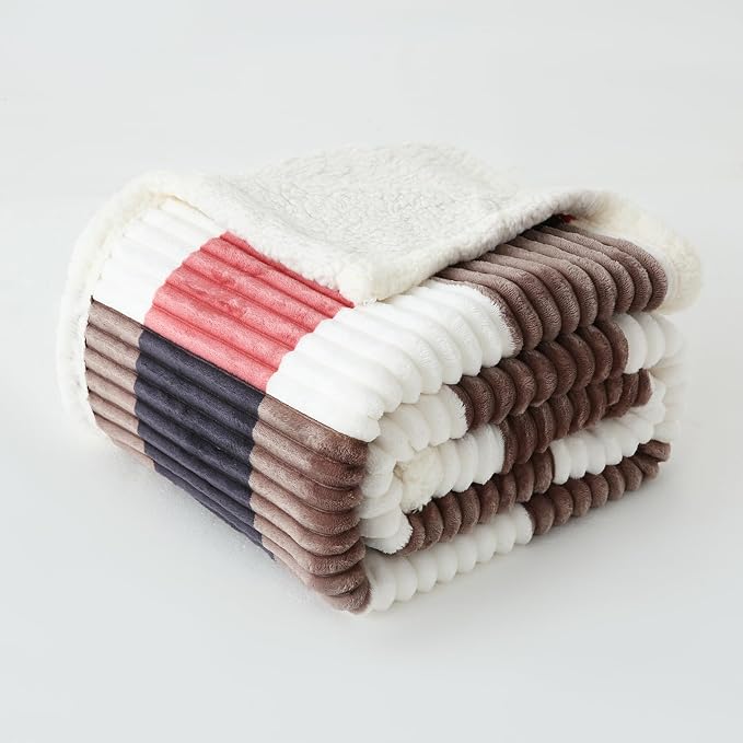PU MEI Sherpa Blanket Twin Plaid Thick Bed Blanket, 60”*80” Super Soft Flannel - Image 7