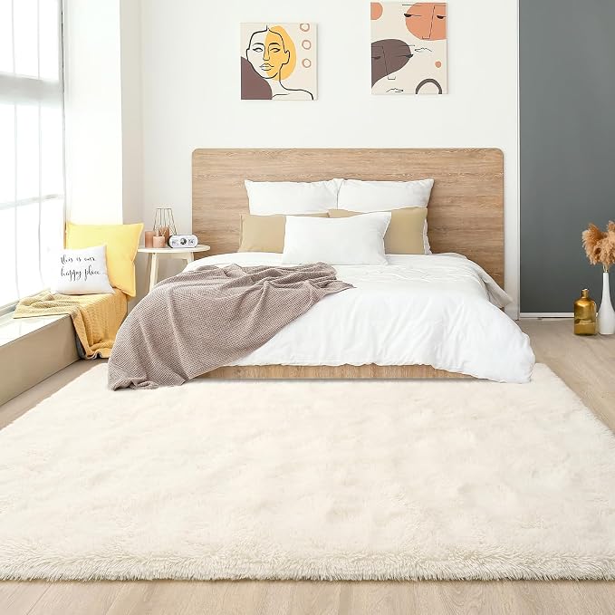 Amearea Premium Soft Area Rug 4x5.3 Feet, Cream Rugs - Image 6