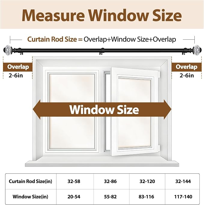 USFOOK 7/8 inch Curtain Rods for Windows 66 to 120 Inch, Telescoping Splicing - Image 7
