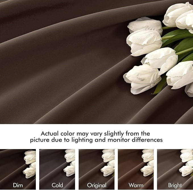MIULEE Chocolate Brown Back Tab Blackout Curtains 102 Inch Long 2 Panels Set - Image 8