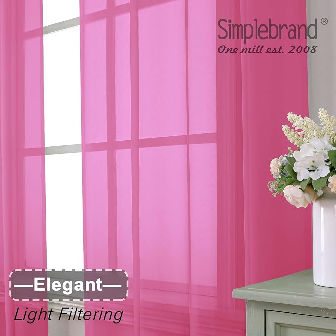 Simplebrand Rod Pocket Top Solid Voile Sheer Curtains - Image 3