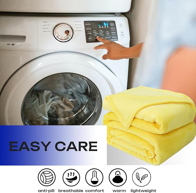 Yellow Fleece Plush Throw Blanket 50"x60"for Couch Sofa Fuzzy Cozy Flannel | - Image 5