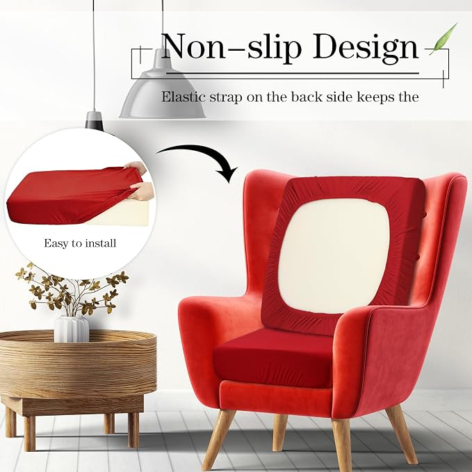 Newwiee Set of 4 Stretch Patio Cushion Covers Sofa Couch Seat Chair Slipcovers - Image 4