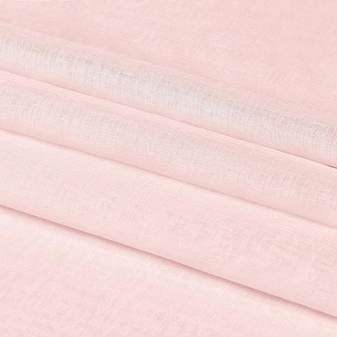 DWCN Blush Pink Sheer Curtains Semi Transparent Voile Rod Pocket Curtains - Image 6