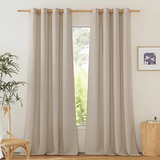 NICETOWN Rustic Linen 144 inch Long Curtains by NICETOWN