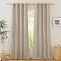 NICETOWN Linen Flax Semi Sheer Curtains 92" Length, Grommet Window Treatments by NICETOWN