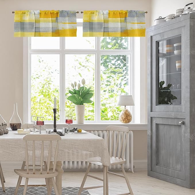 Emvency 4 Pack Valances Window Treatments, 52x18 Inch Rod Pocket Valances - Image 2