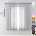Lecloud Light Grey Sheer Curtains 63 Inch Length 2 Panels, Light Filtering by Lecloud