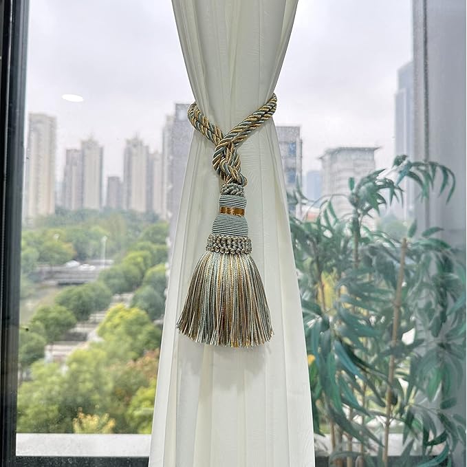 Fenghuangwu 2 Pack Curtain Tie Backs Rope Tassels - Image 3