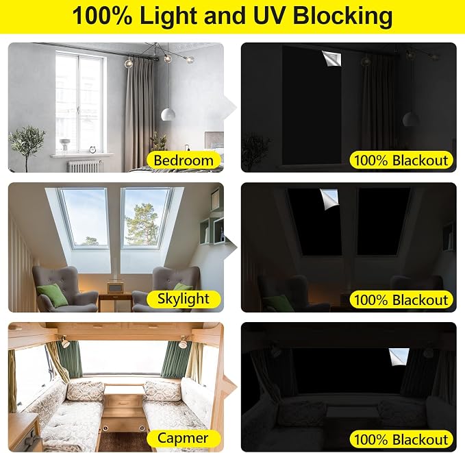 FADOTY 100% Blackout Curtains, Portable Black Out Window Cover Film, Cuttable - Image 6