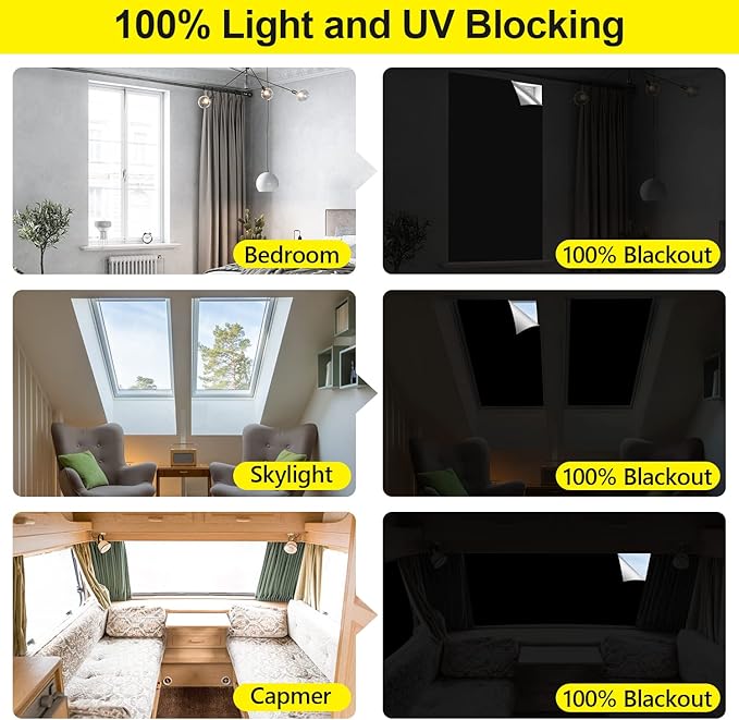 FADOTY Blackout Curtains for Bedroom, Portable 100% Black Out Window Cover Film - Image 6