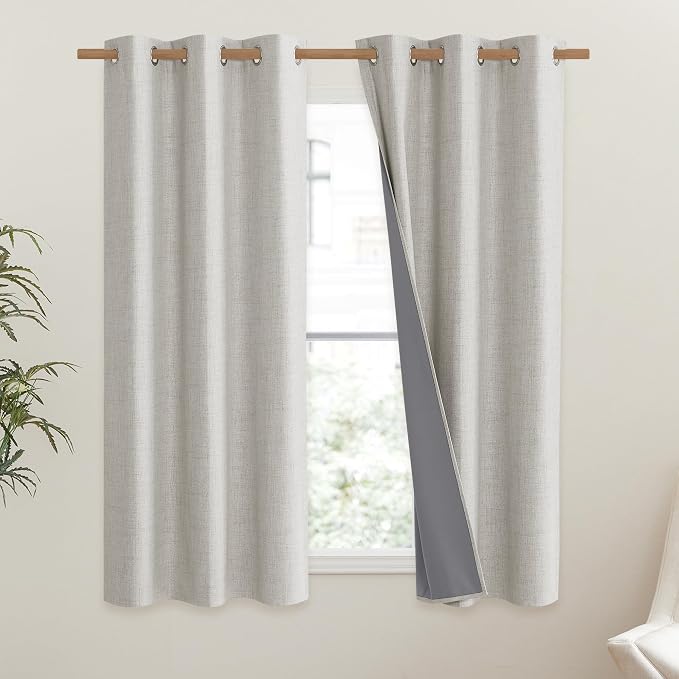 NICETOWN Snowbound Vintage Linen 100% Blackout Curtains - Image 2