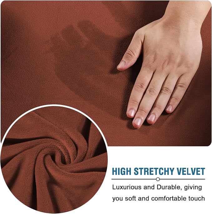 H.VERSAILTEX Modern Velvet Plush 4 Piece High Stretch Sofa Slipcover Sofa Cover - Image 5
