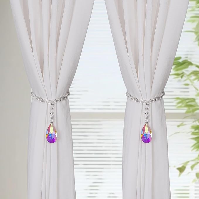 SUQ I OME 2 Pack of Luxury Crystal Beaded Magnetic Curtain Tieback and Holdback - Image 4