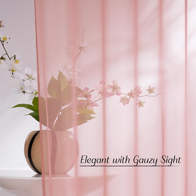 NICETOWN Voile Sheer Baby Pink Curtains - Image 3