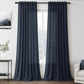 Nanspring Vintage Blue Linen Curtains 108 Inches Long by Nanspring