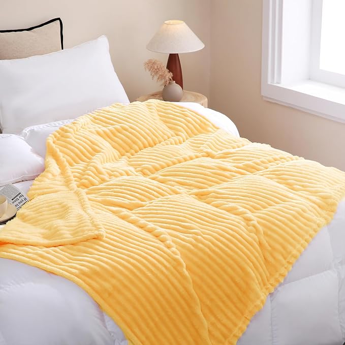 Light Yellow Fleece Throw Blanket 50”×60” - Image 3