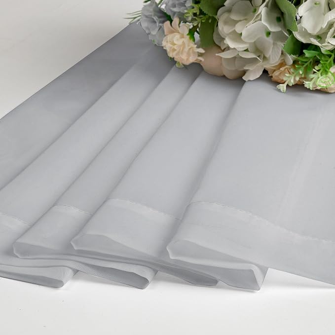 Lecloud Light Grey Sheer Curtains 90 Inches Long 2 Panels, Light Filtering - Image 7
