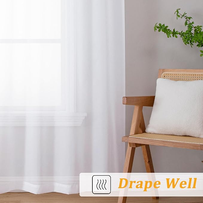 Gwine White Sheer Curtains 108 Inches Long - Image 6