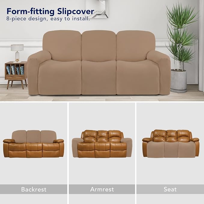 PureFit Super Stretch 3 Seats Recliner Chair Sofa Couch Cover - Image 4