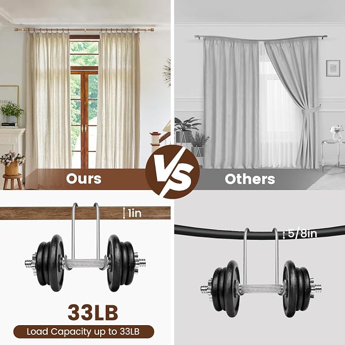 1” Diameter Curtain Rods Itself is 30 to 90 inch 2 Pack Fit 30-84 inch Window - Image 5