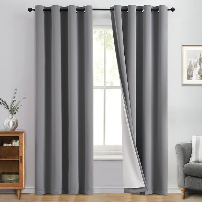 Yakamok 100% Blackout Curtain Panels 96 inches Cold and Light Blocking Drapes by Yakamok