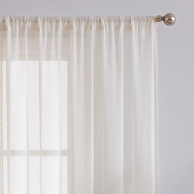 FMFUNCTEX Linen Sheer Sliding Door Curtains - Image 2