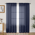 Gwine Navy Blue Sheer Curtains 72 Inches Long 2 Panels Set by Gwine