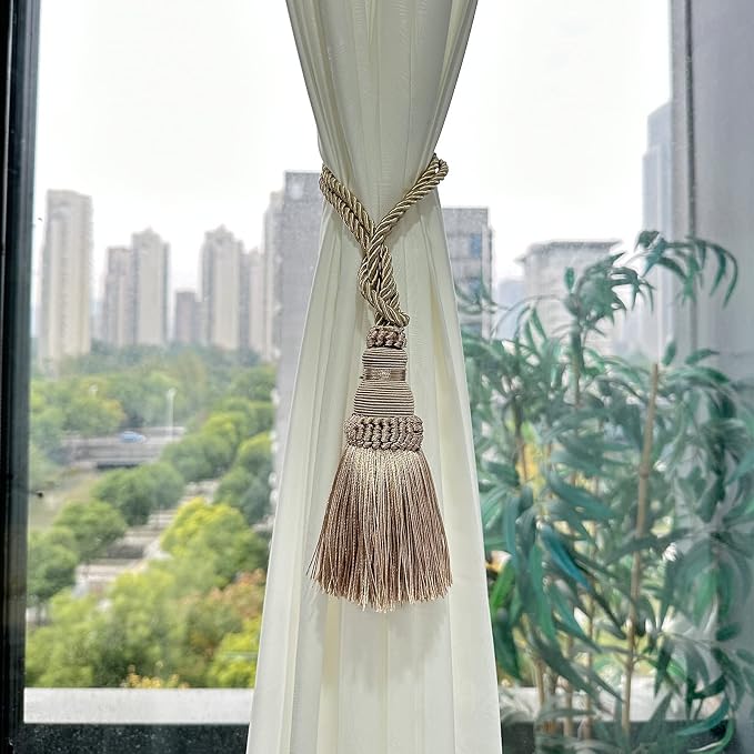 Fenghuangwu 2 Pack Curtain Tie Backs Rope Tassels - Image 3