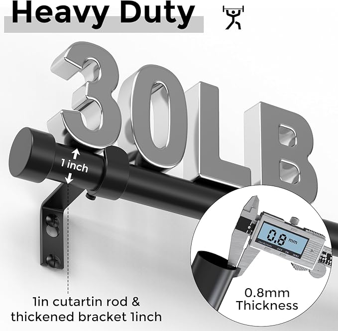 VOIIY 2 Pack Curtain Rods for Windows 28 to 48 Inch, Modern Adjustable Heavy - Image 4