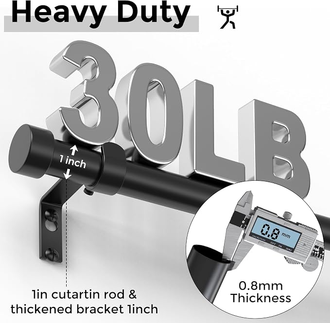 VOIIY Curtain Rods for Windows 28 to 48 Inch, Modern Adjustable Heavy Duty - Image 3