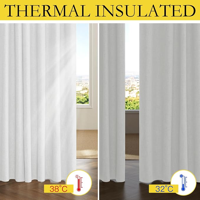 NICETOWN 100% Absolutely Blackout Linen Curtains - Image 3