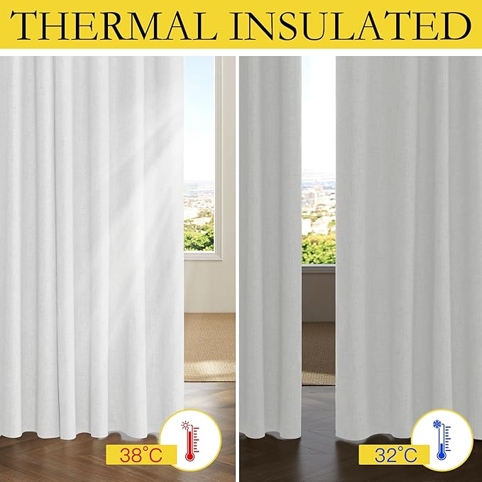 NICETOWN 100% Absolutely Blackout Linen Curtains - Image 3