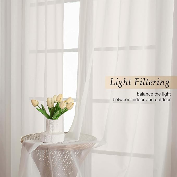 Extra Long Sheer Ivory Curtains - Image 2