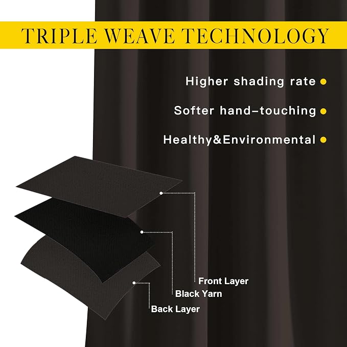 NICETOWN Toffee Brown Blackout Curtains 80 inch Length 2 Panels Set - Image 3