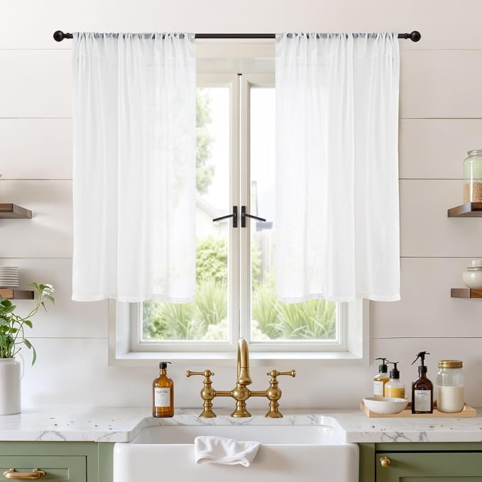 BGment Short White Curtains 40 Inch Length by BGment