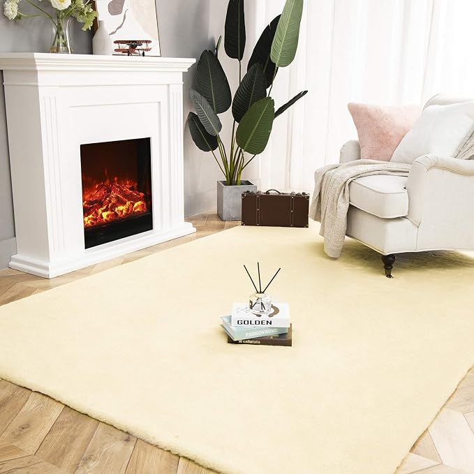 Ashler Faux Fur Rug, Ultra Soft Faux Rabbit Fur, 6 x 9 Feet Rectangle, Machine - Image 2