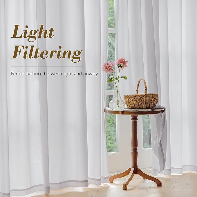 FMFUNCTEX Sheer Non-See-Through Grey Curtains - Image 3